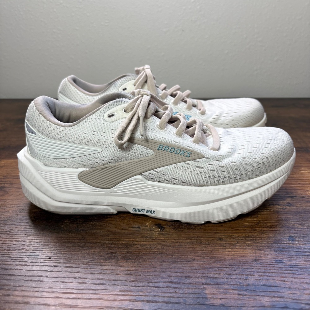 Brooks Ghost Max Womens 7 Running Shoes Cream Tan Blue 1203951B181